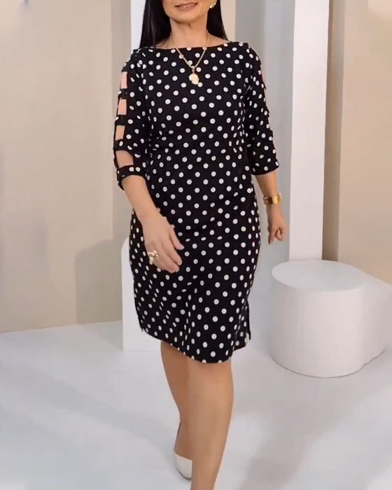 Kjole Rund Hals Polkadot