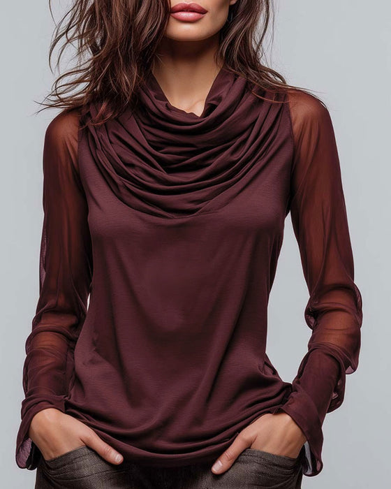 Bluse Mock Hals Solid Casual