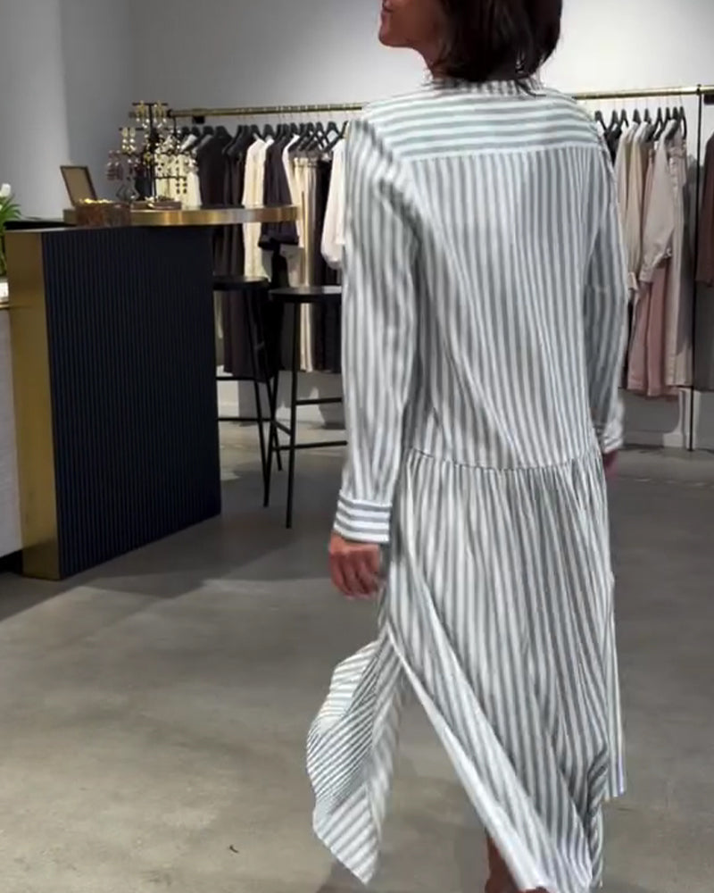 Kjole Stripete Sidesplitt Maxi