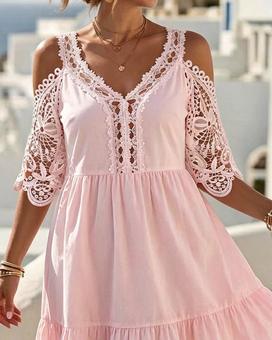Kjoler Blonder Off-Shoulder Lagdelt Kort