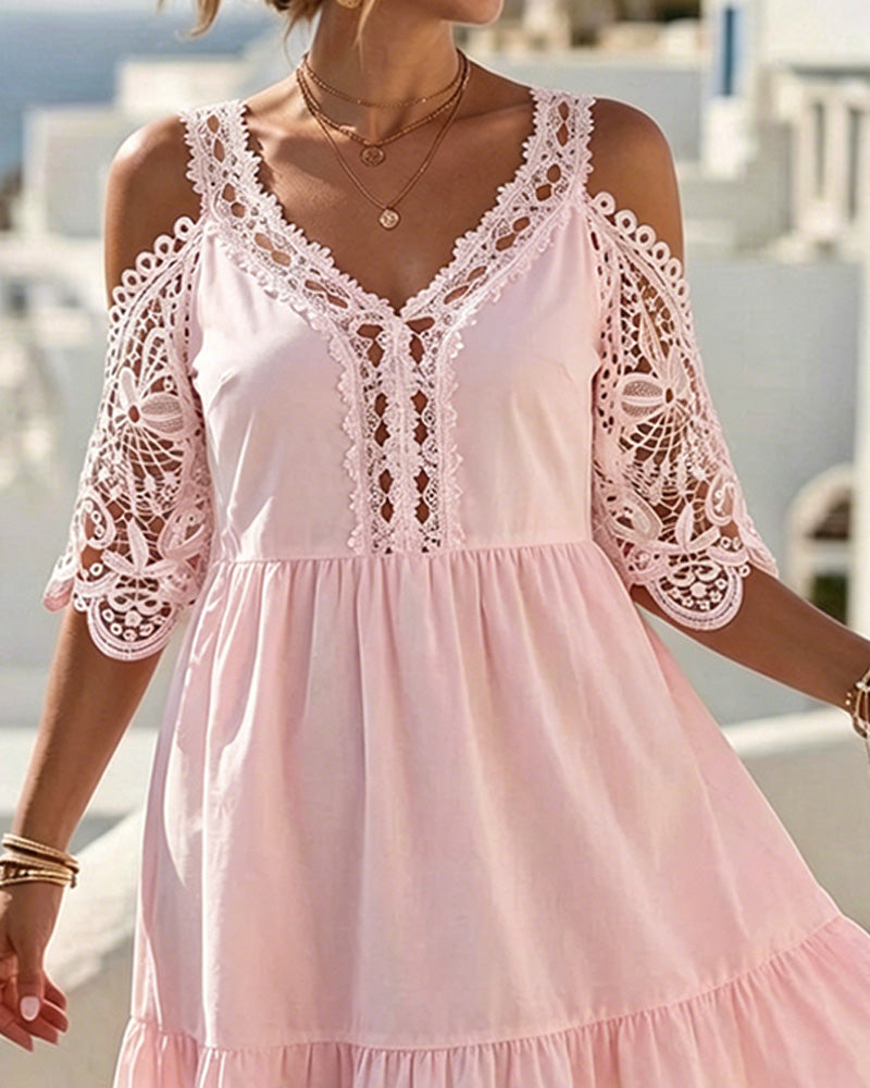 Kjoler Blonder Off-Shoulder Lagdelt Kort