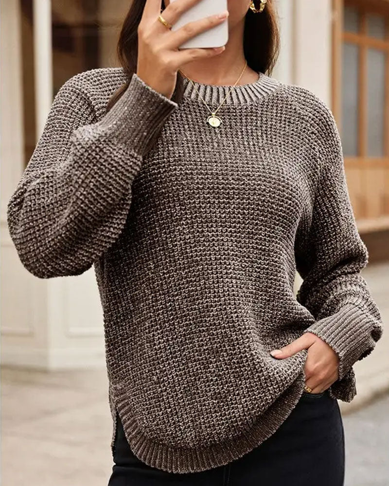 Langermet Rundhalset Genser
