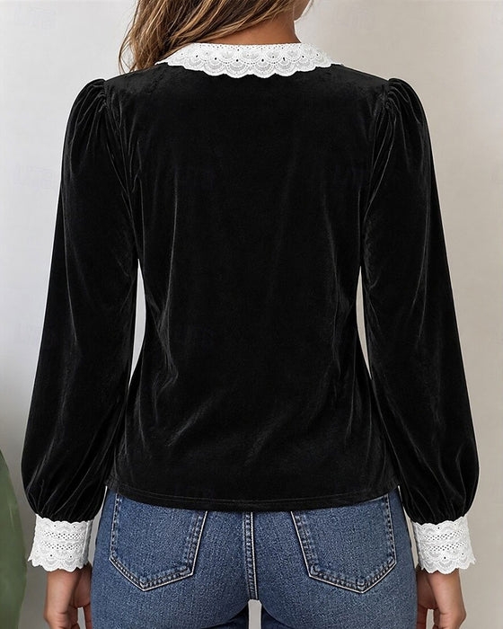 Topp V-Hals Sløyfe Patchwork