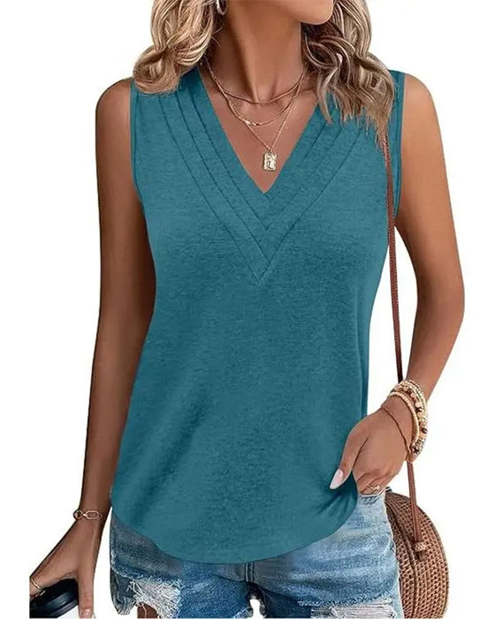 Tank Top Dobbel V-Hals Ermeløs Casual