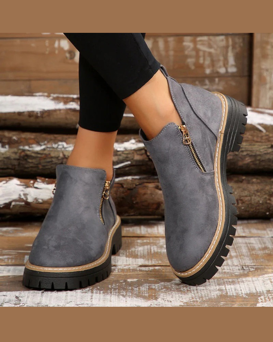 🔥Høst- Og Vintergodterier🔥Dame Støvler Med Rund Tå Og Glidelås I Siden