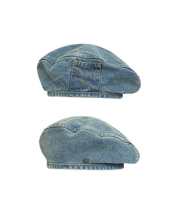 Beret Kvinner Vintage Denim