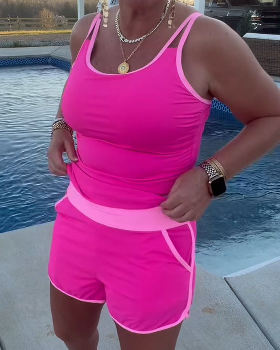Tankini Med Fargekontrast Kantebånd Og Sømmer