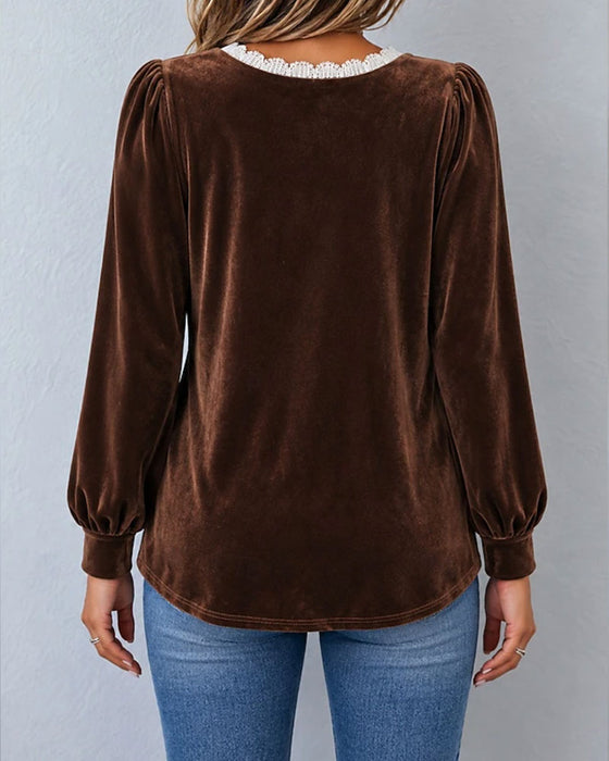 Bluse Fløyel Blonde Spliced