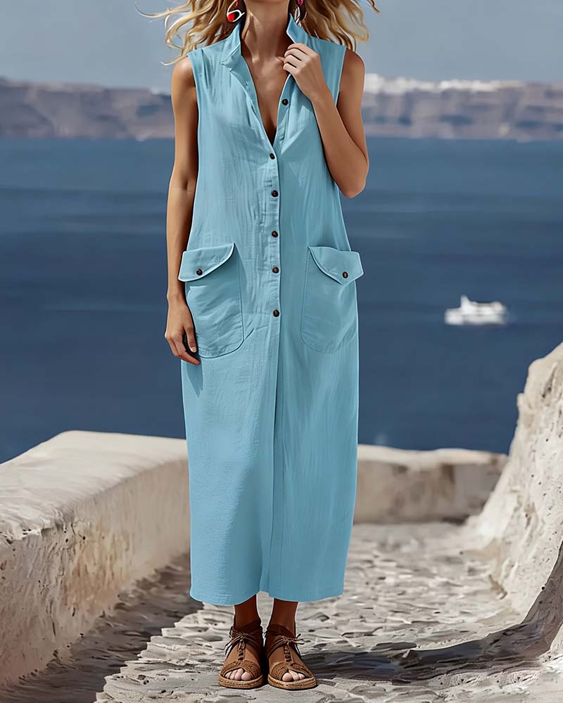 Kjole Casual Løs Ermeløs