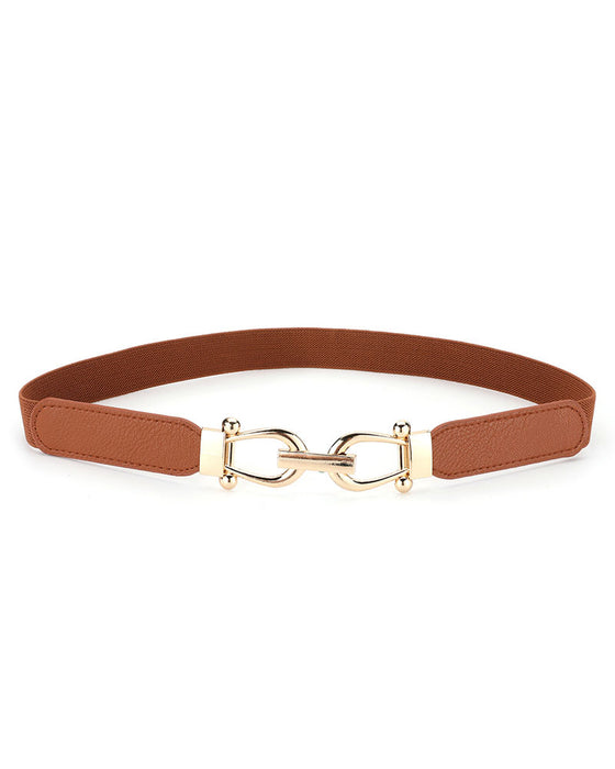 Kvinner Stretch Midjebelte Retro Elastisk Smalt Belte For Damer Med Gullspenne