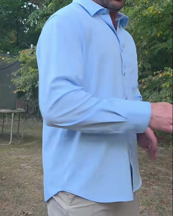 Skjorte Solid Casual Vanntett Stretch