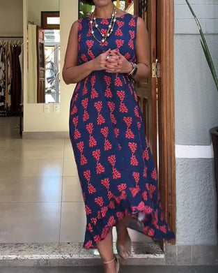 Kjole Trykt Ermløs Uregelmessig