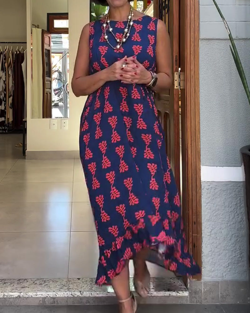 Kjole Trykt Ermløs Uregelmessig