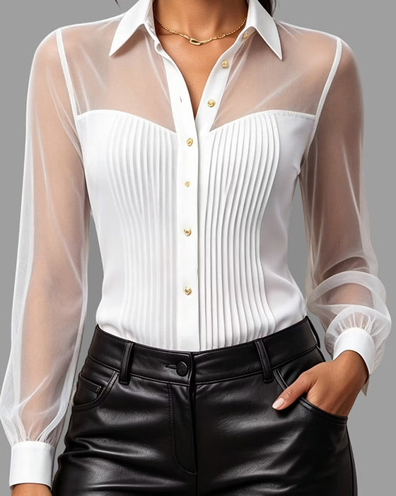 Skjorte Knapp Casual Solid
