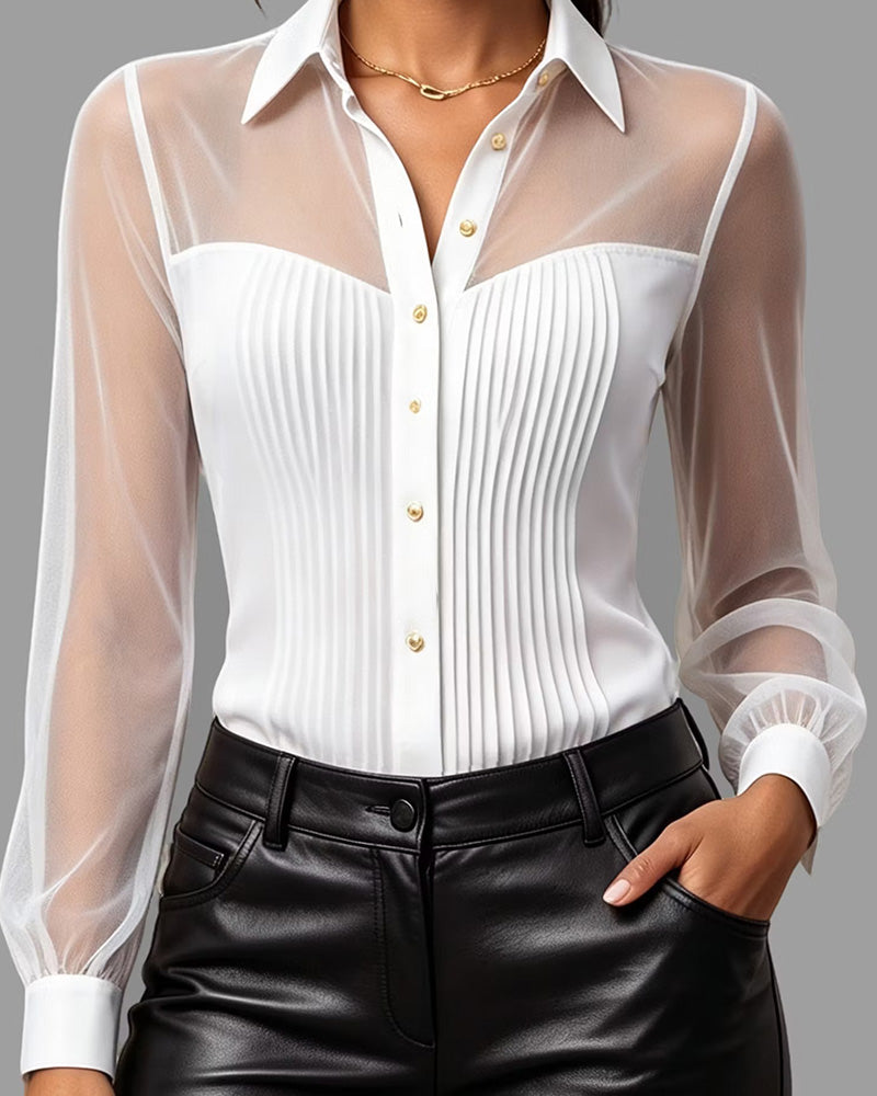 Skjorte Knapp Casual Solid