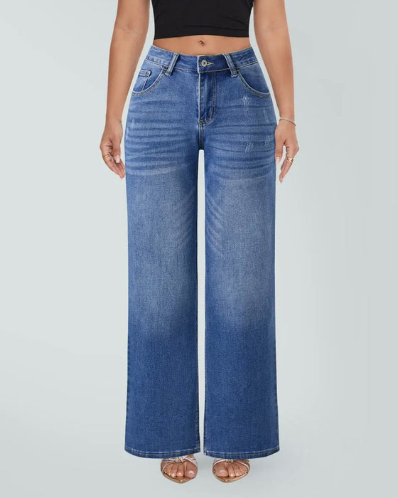 Jeans Høy Midje Vide Bein