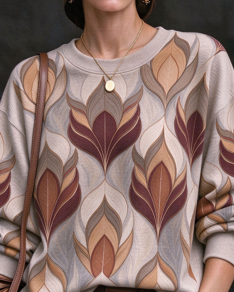 Sweatshirt Rund Hals Fargeblokk Nedfallende Skulder Langermet