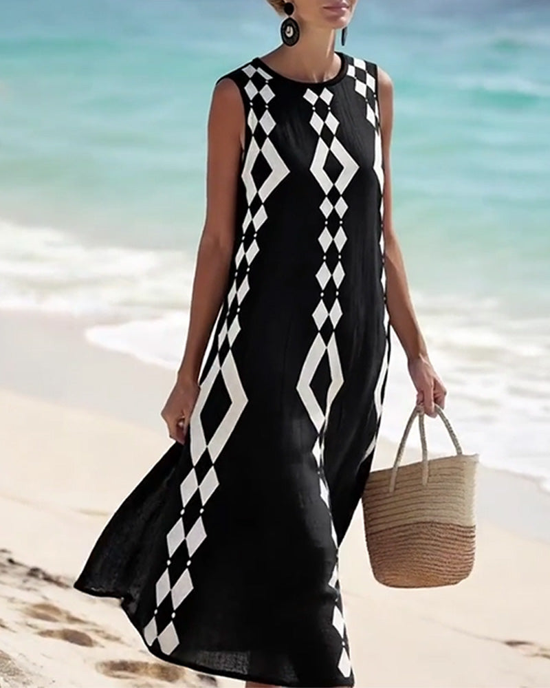 Kjole Ermelette Diamantmønster Løs