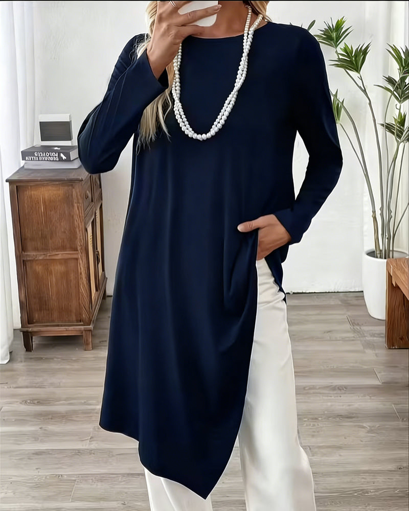 Top Asymmetrisk Midjelangt Ensfarget