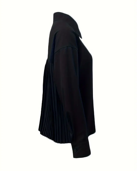 Bluse Stilig Ensfarget Plissert