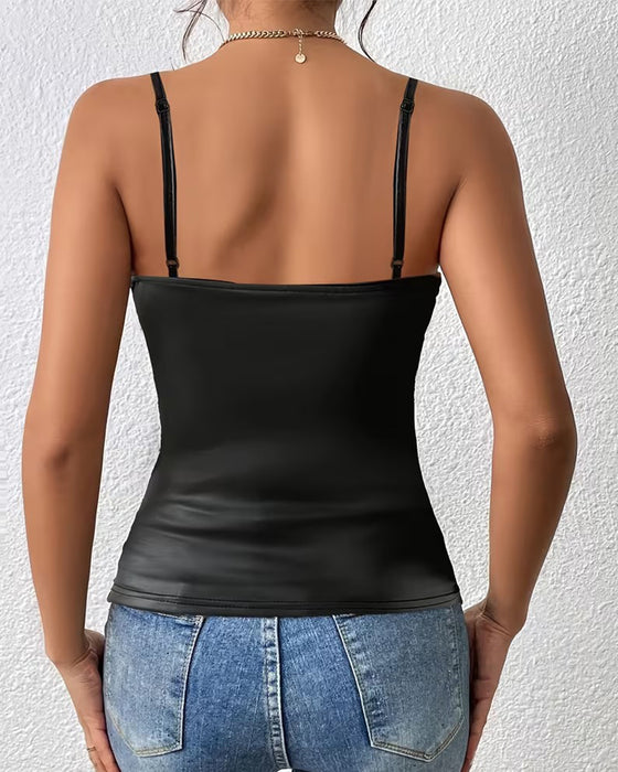 Cami Top Korsrem Imitert Skinn