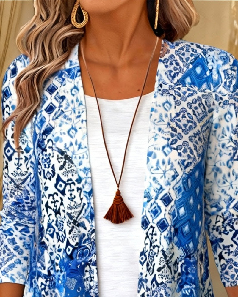 Trykt Uregelmessig Bluse I Faux To-Delt Stil