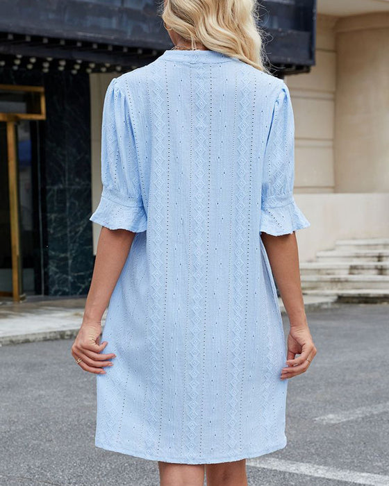 Kjole Ensfarget V-hals