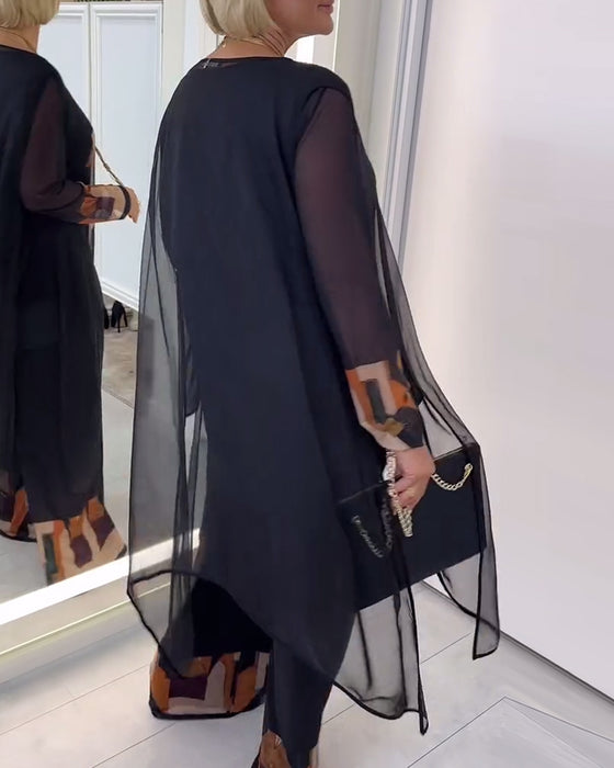 Dress Elegant Langermet Trykt Vide Ben