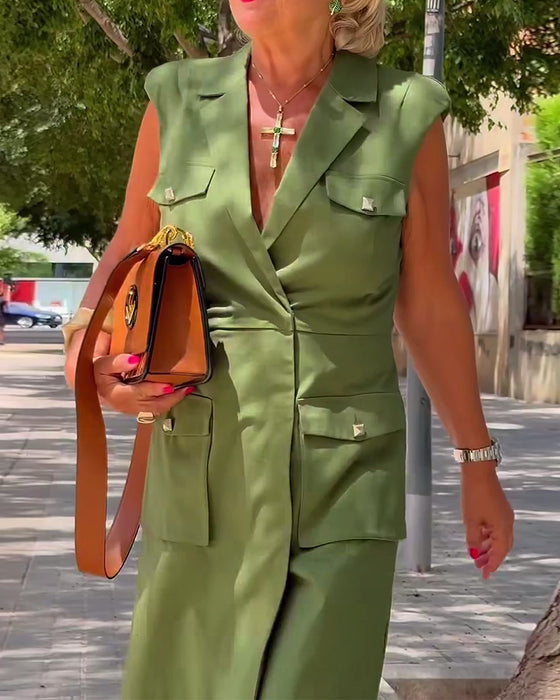 Kjole avslappet ensfarget smal knelang