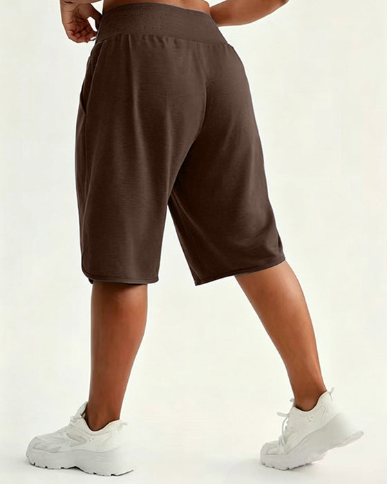 Høy Midje Vide Ben Shorts
