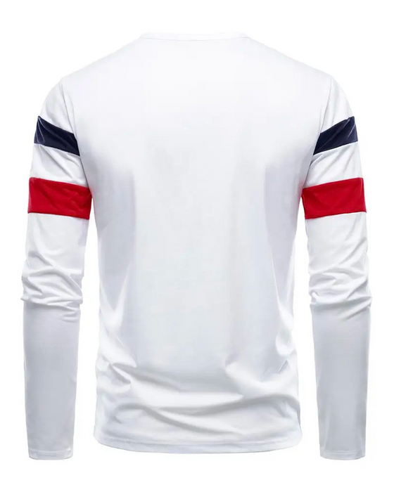 T-Shirt Rundhalset Stripet Langermet Menn