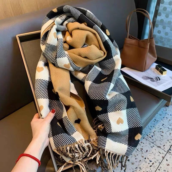 Cozy Heart Plaid Scarf – Myk Vinterwrap For Jenter Eller Par