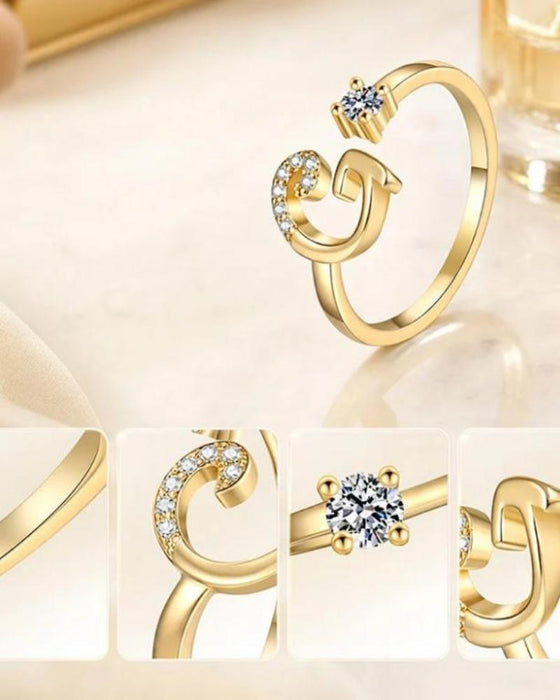 Justerbar Gnistrende Initialring For Kvinner