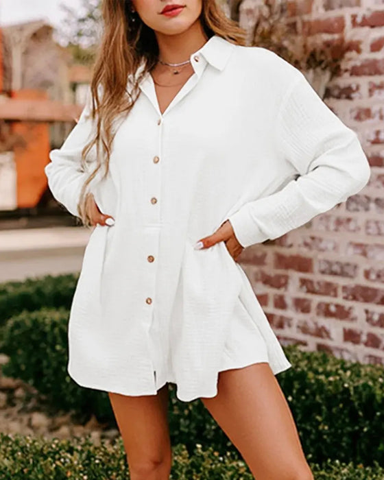 Sett Løs Passform Off-Shoulder Casual