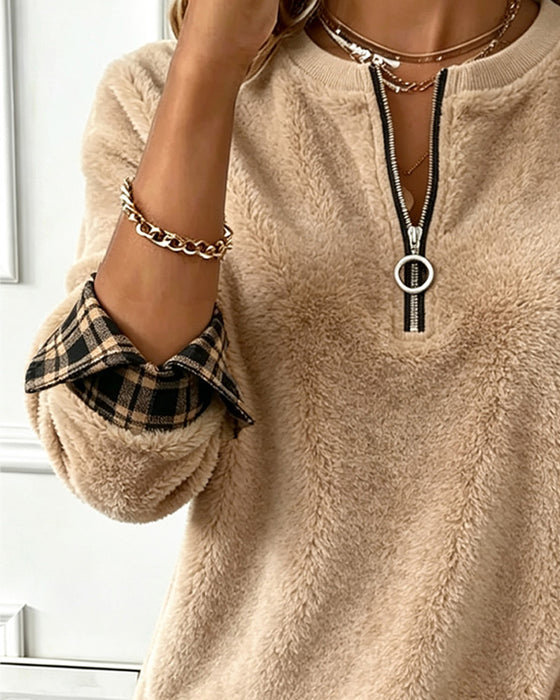 Sweatshirt Fargeblokk Rundhals