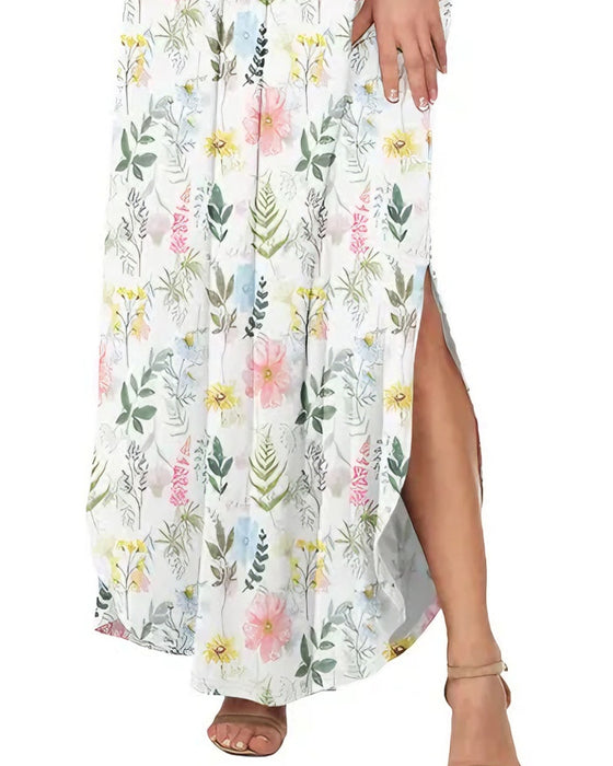 Kjole Elegant Blekkvask Blomstret Maxi