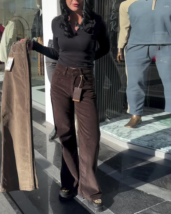 Bukser Fløyel Casual Vide Ben