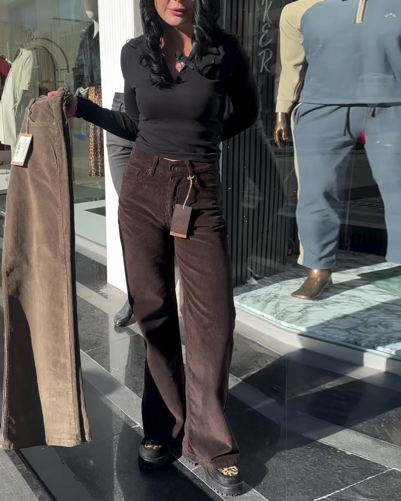 Bukser Fløyel Casual Vide Ben