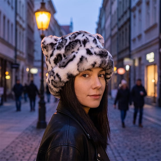 Hatt Leopardmønster Plysj Katteøre
