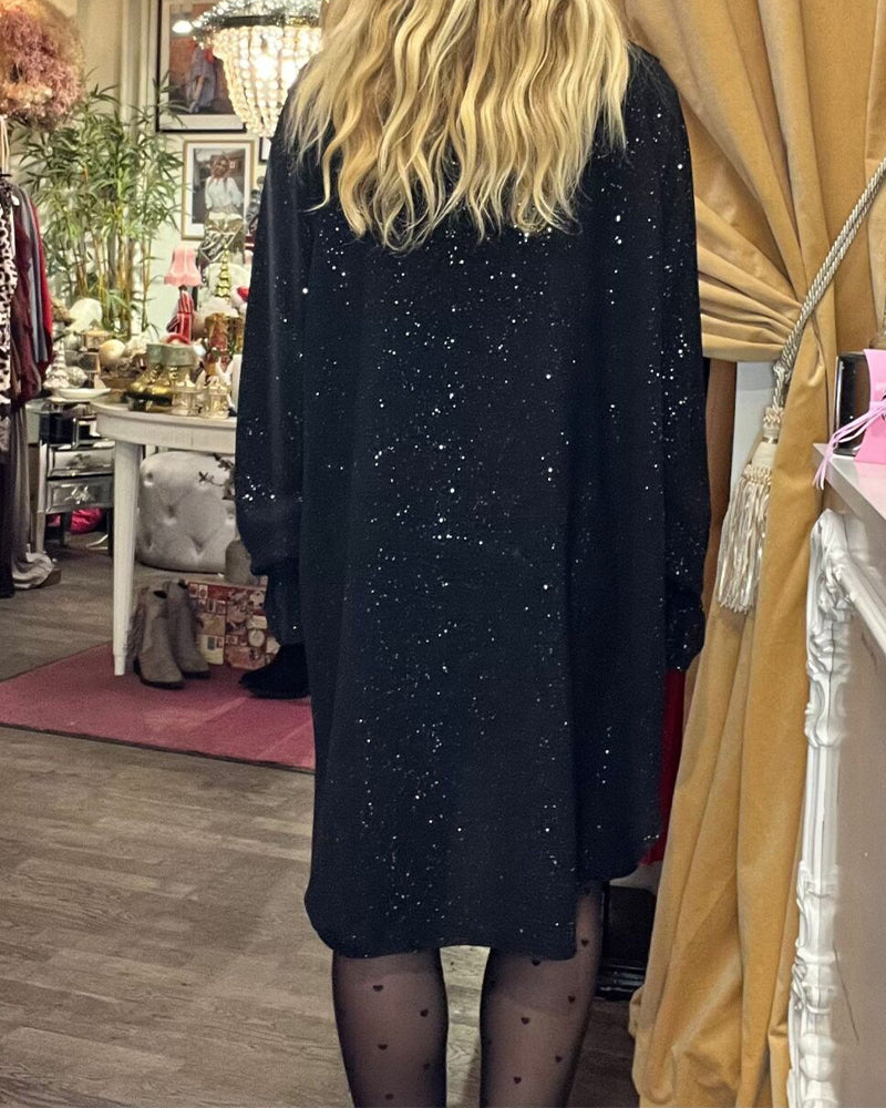 Kjole Løstsittende Rysje Kant Paillettert