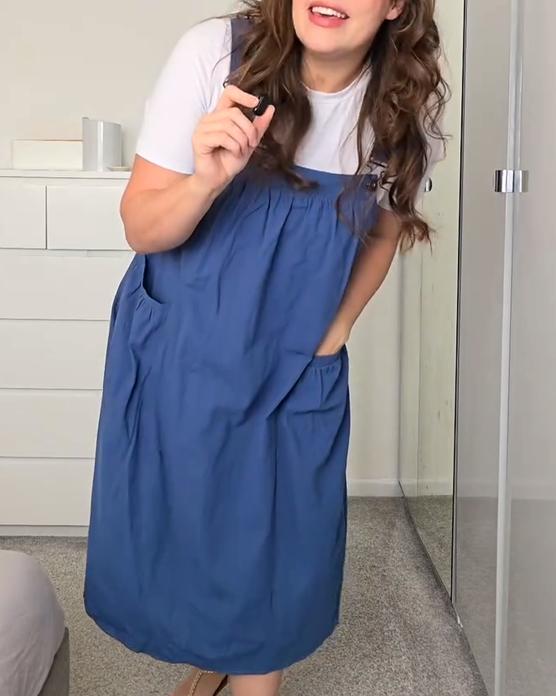 Kjole Lappearbeid Kortermet Lomme