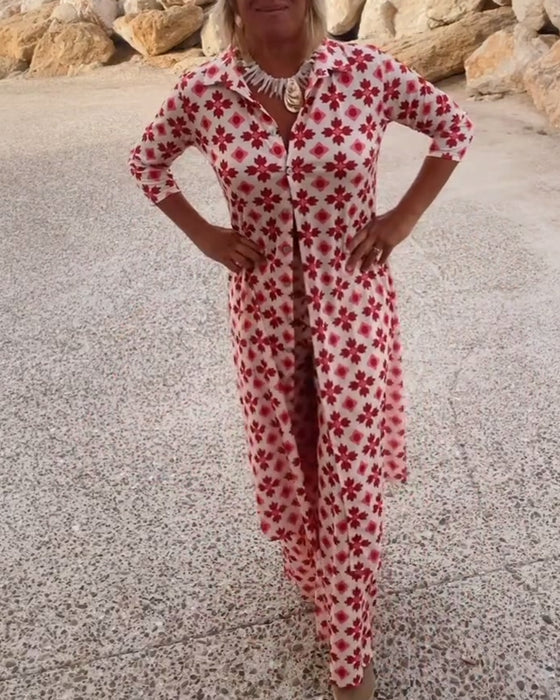 Fasjonabelt todelt sett med trykk