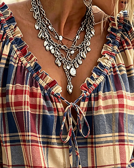 Bluse V-Hals Knyting Rute