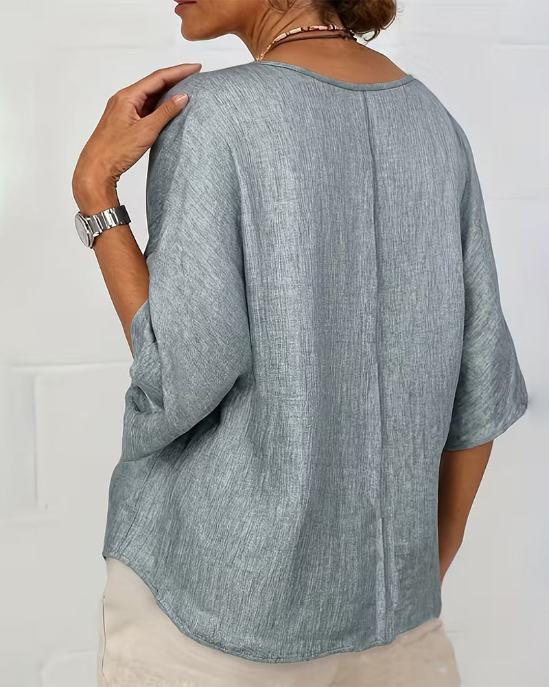 Topp Løs Passform Ensfarget Kortermet