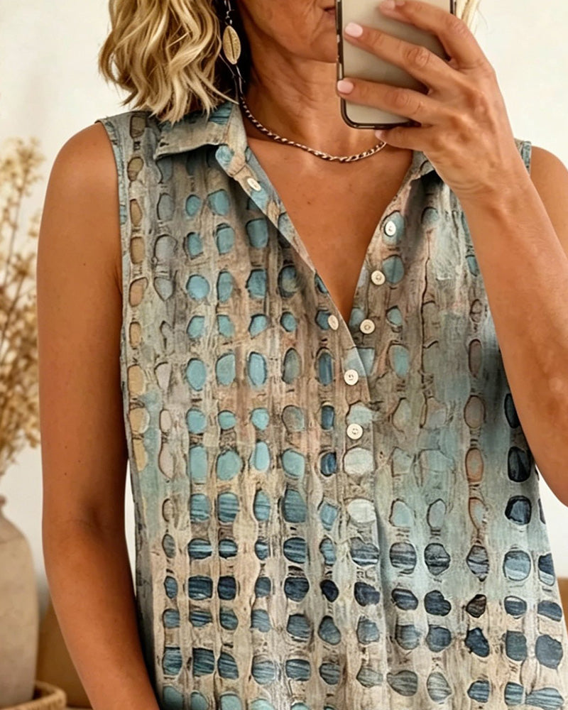 Avslappet Prikket Bluse Med Knapper
