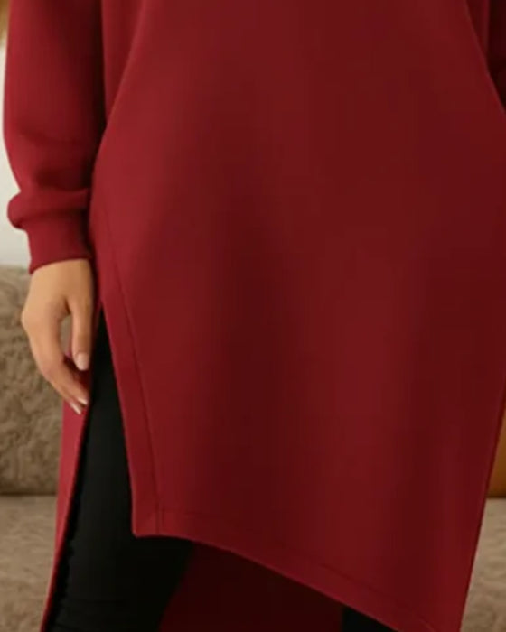Uformell Hette Sweatshirt Kjole Med Splitt