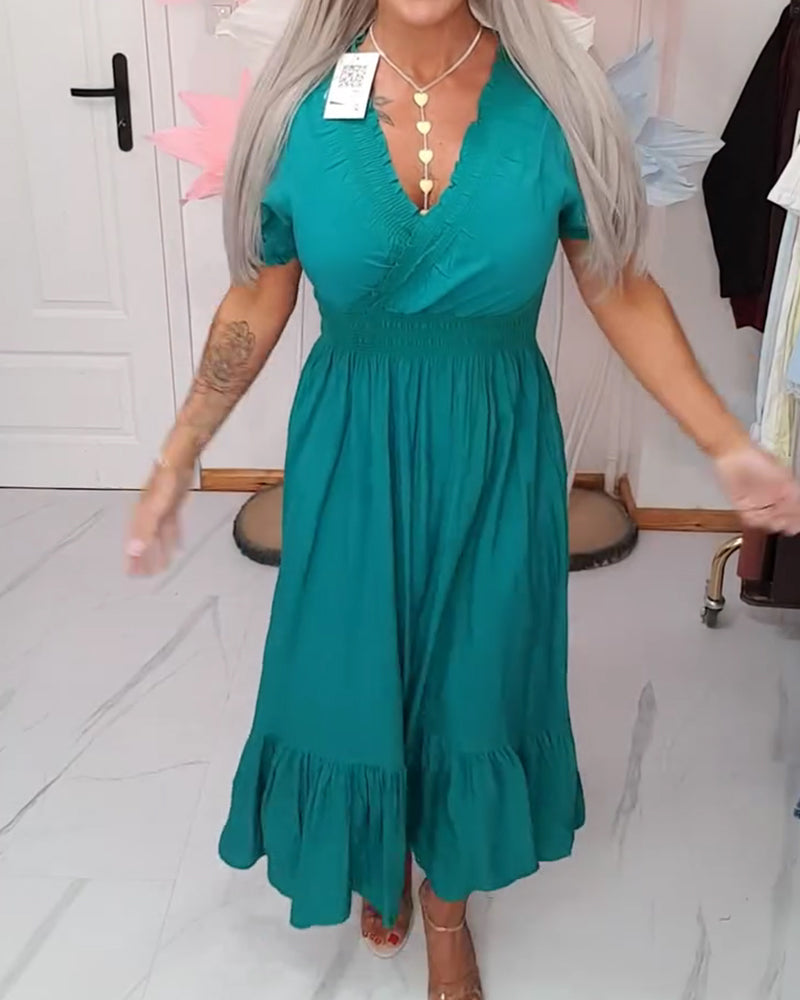 Kjole Elegant V-Hals A-Linje