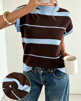 Pullover Kort Erme Stripet