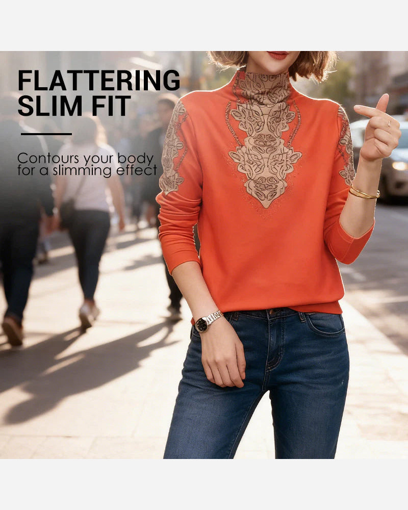 Topp Elegant Trykt Tettsittende Kvinner Ståkrage