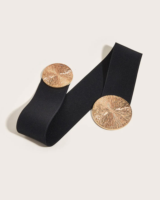 Dame Vintage Elastisk Belte Med Gyllent Spenne